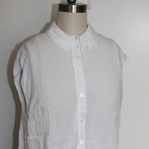 ASOS SHEER WHITE SLEEVELESS BUTTON UP WITH COLLAR DETAIL SIZE 4